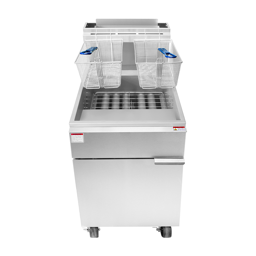 CookRite ATFS-75 Commercial Deep Fryer with Baskets 5 Tube Stainless Steel Natural Gas Floor Fryers-170000 BTU 