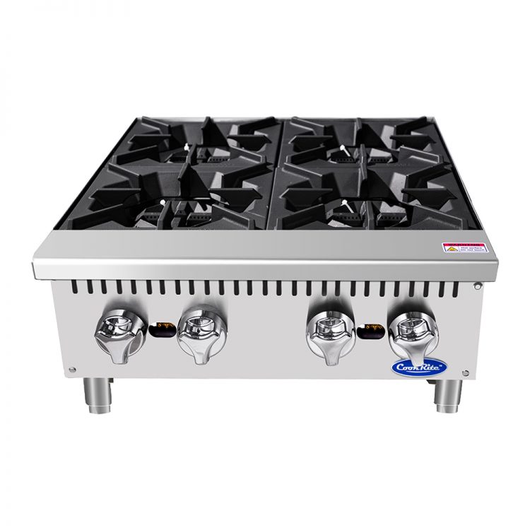 A front view of CookRite's 4 Heavy Duty 24" Countertop Range (Hot Plates)