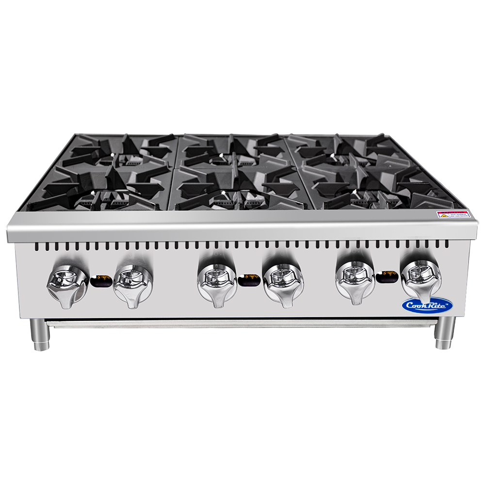 CookRite ATHP-36-6 Commercial Hot Plate Countertop Six Burner Natural Gas  Range 36 - 150,000 BTU