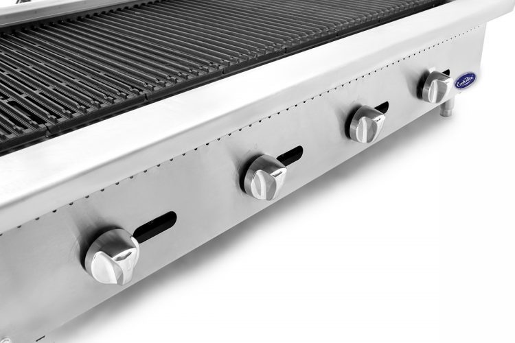 A close angled view of CookRite's 48" Radiant Broiler