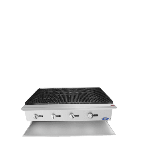 A front view of Cookrite's 48 inch heavy duty countertop radiant broiler