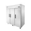 A right side view of Atosa's top mount 3 door freezer