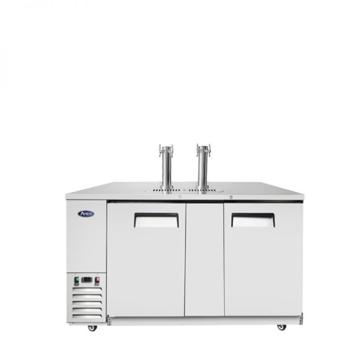 A front view of Atosa's 68" Direct Draw Keg Cooler