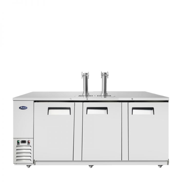 A front view of Atosa's 90" Direct Draw Keg Cooler