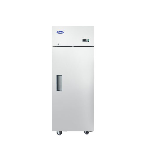 A front view of Atosa's upright freezer top mount with 1 door
