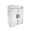 A left side view of Atosa's upright freezer top mount with 2 doors
