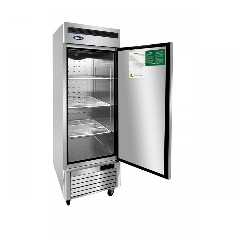 An angled view of Atosa's Bottom Mount One (1) Door Reach-in Freezer