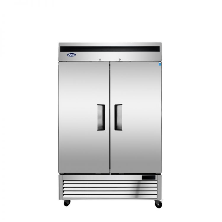 A front view of Atosa's Bottom Mount Two (2) Door Reach-in Freezer
