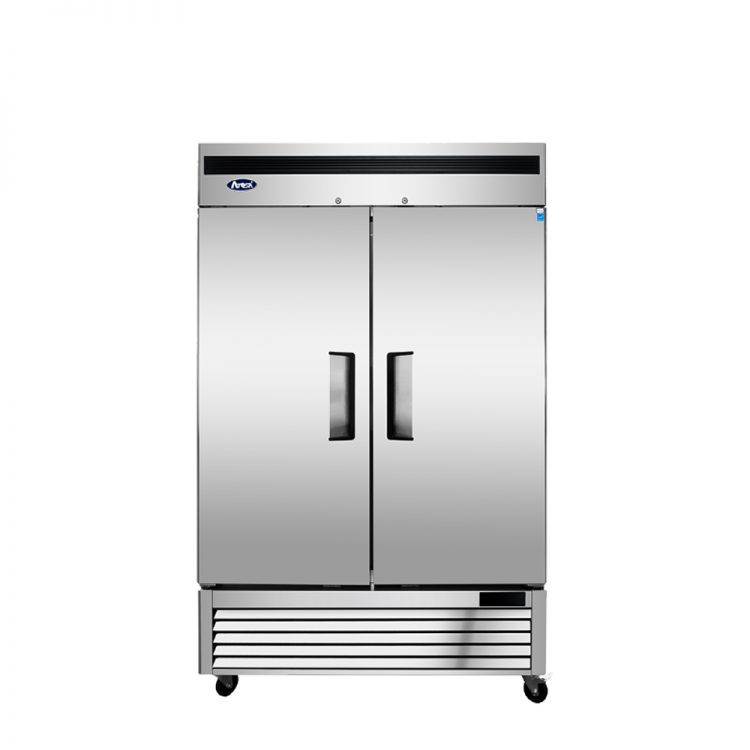 A front view of Atosa's Bottom Mount Two (2) Door Reach-in Refrigerator