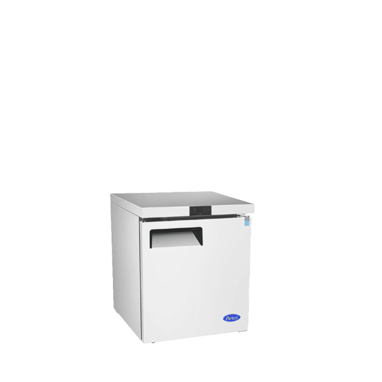 An angled view of Atosa's 27" Undercounter Refrigerator