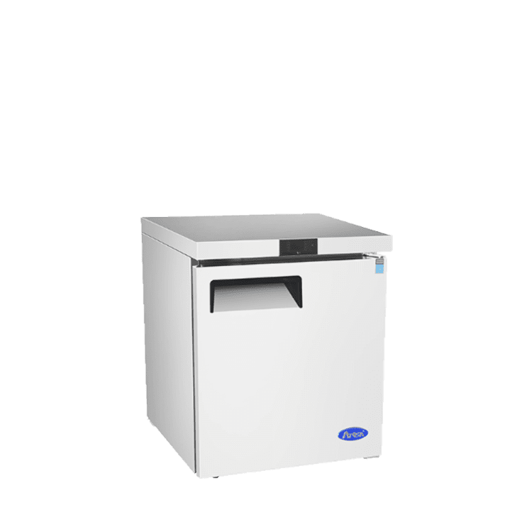 An angled view of Atosa's 27" Undercounter Freezer