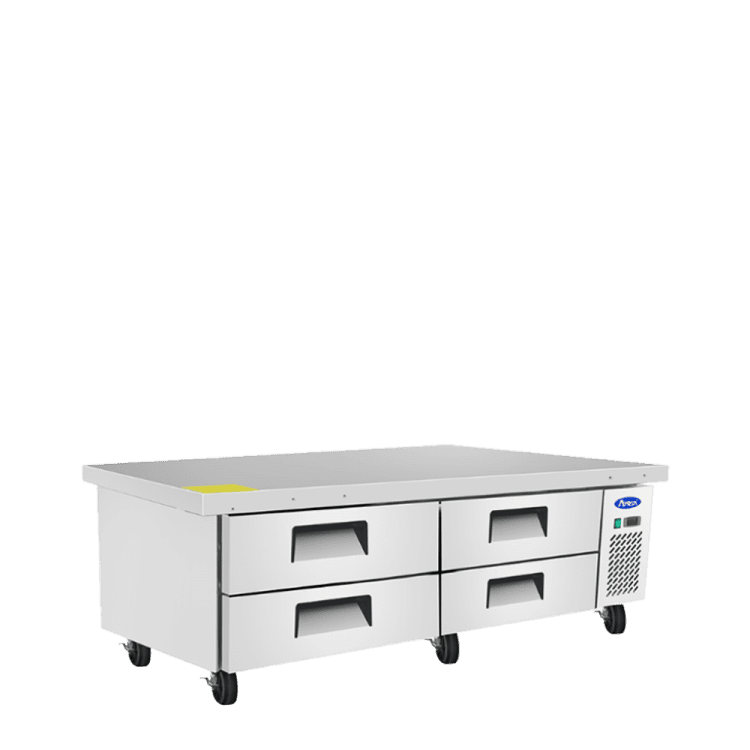 An angled view of Atosa's 72" Refrigerated Chef Base