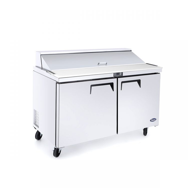 An angled view of Atosa's 48" Refrigerated Standard Top Sandwich Prep. Table