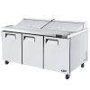 An angled view of Atosa's 72" Refrigerated Standard Top Sandwich Prep. Table
