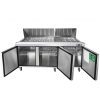 A front view of Atosa's 72" Refrigerated Mega Top Sandwich Prep. Table with the doors open