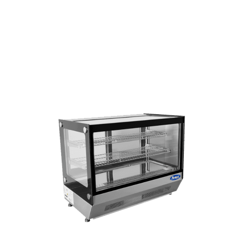 An angled view of Atosa's Countertop Refrigerated Square Display Case (4.2 cu ft)