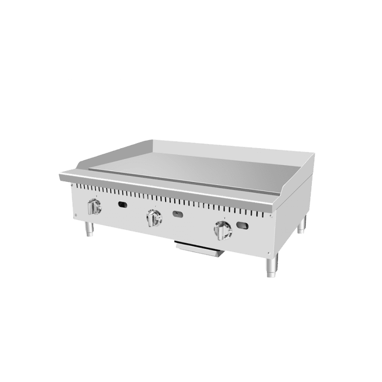 An angled view of 36" Thermostatic Griddle with 1' Griddle Plate