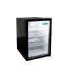 An angled view of Atosa's Countertop Glass Door Merchandiser Cooler with Lighted Header (3 cu ft)