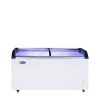 A front view of Atosa's Curved Glass Top Chest Freezer (12 cu ft)