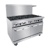 An angled view of CookRite's 60" Gas Range with Ten (10) Open Burners