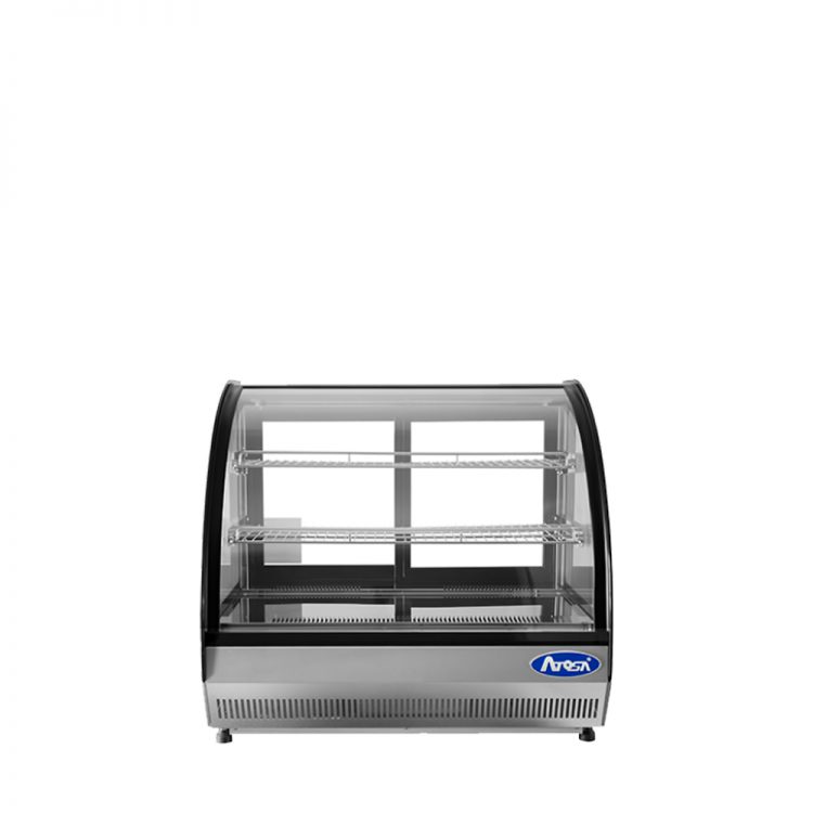 A front view of Atosa's Countertop Refrigerated Curved Display Case (3.5 cu ft)