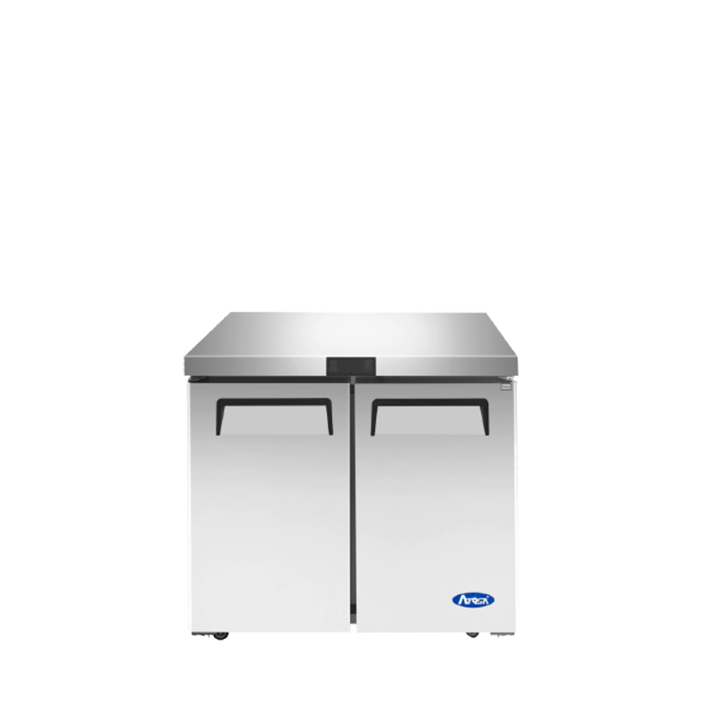 A front view of Atosa's 36 inch undercoiunter refrigerator