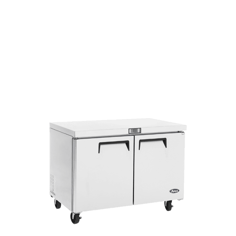 An angled view of Atosa's 36" Undercounter Refrigerator
