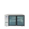 A front view of Atosa's 59" shallow depth back bar cooler with glass doors