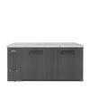 A front view of Atosa's 59" Black Shallow Depth Back Bar Cooler