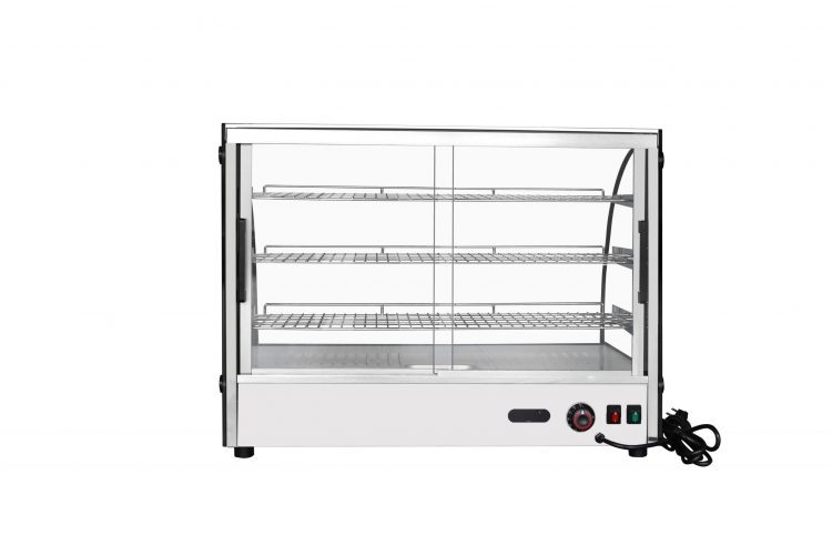 A rear view of CookRite's Countertop Heated Curved Display Case (5.6 cu ft)