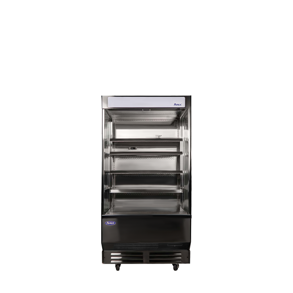 A front view of Atosa's 40 inch open air merchandiser