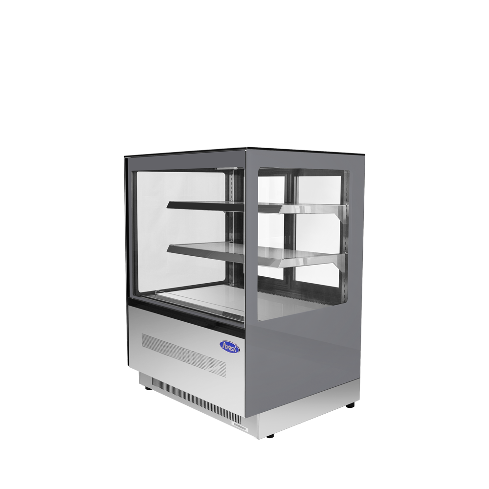 A side view of Atosa's Floor Model Refrigerated Square Display Cases