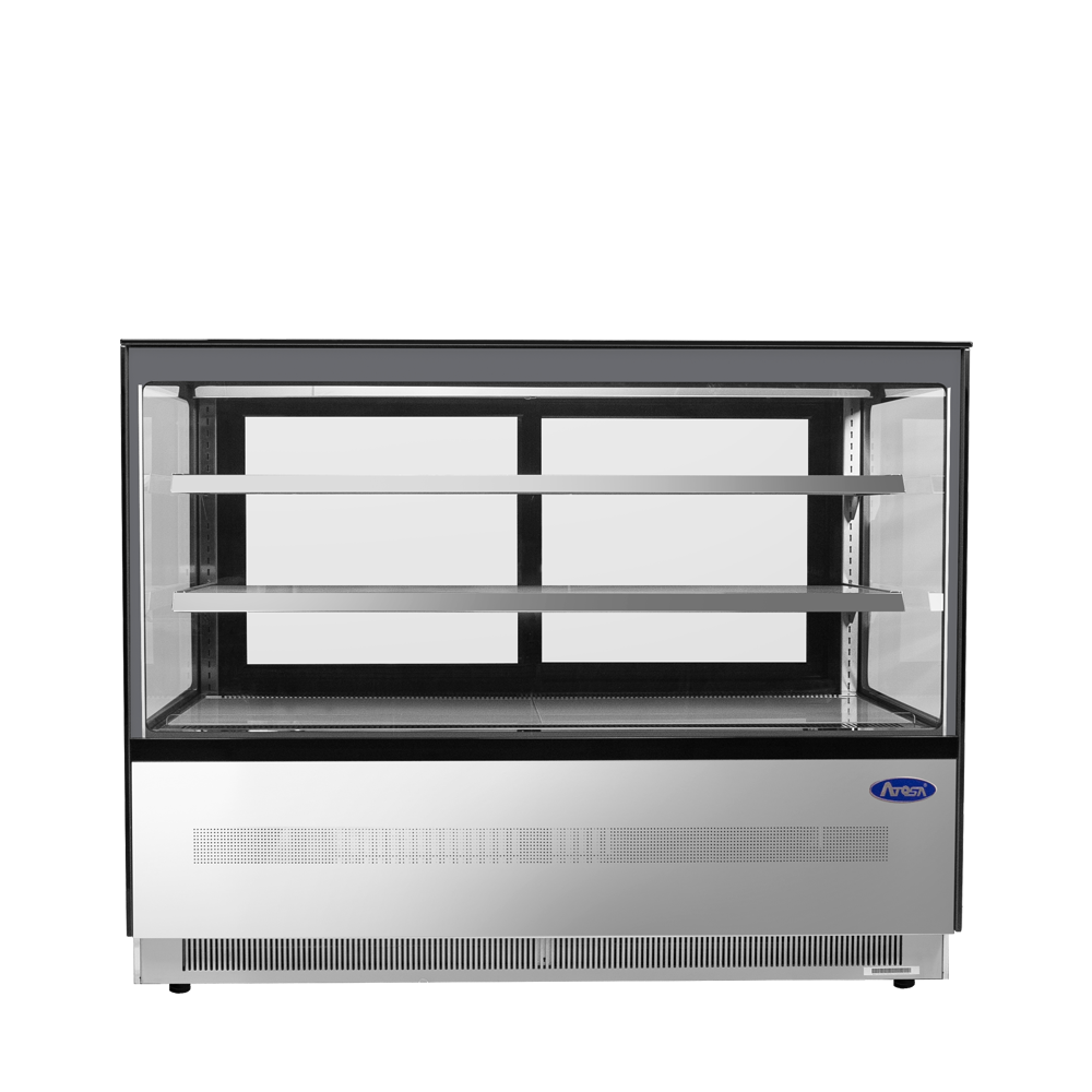 A front view of Atosa's floor model refrigerated square display case