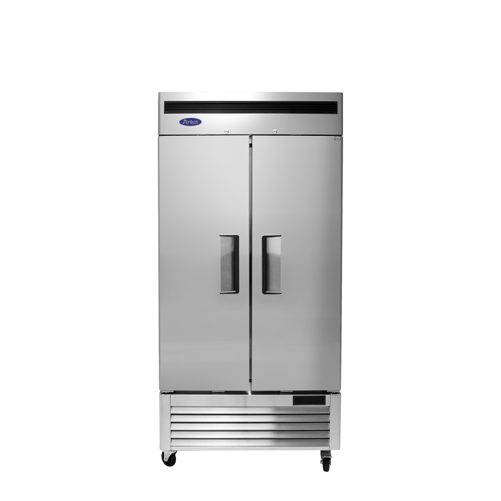 A front view of Atosa's bottom mount two door reach-in freezer